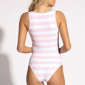 SALE Stripe Tie Front Cut Out Swimsuit Monokini